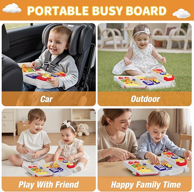 Montessori Busy Board for Toddlers 1-3 2-4,Musical Toy for 12-18 Month Age, Early Educational Learning Birthday for 1 Year Old Boys Girls