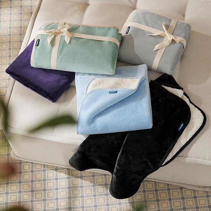 Bedsure Waterproof Blanket for Bed - Sherpa Fleece Waterproof Dog Blankets for Large Dogs, Pet Blankets for Bed/Couch/Dog Crate, Soft Plush Reversible Furniture Protector, King, 108"x86", Eggplant