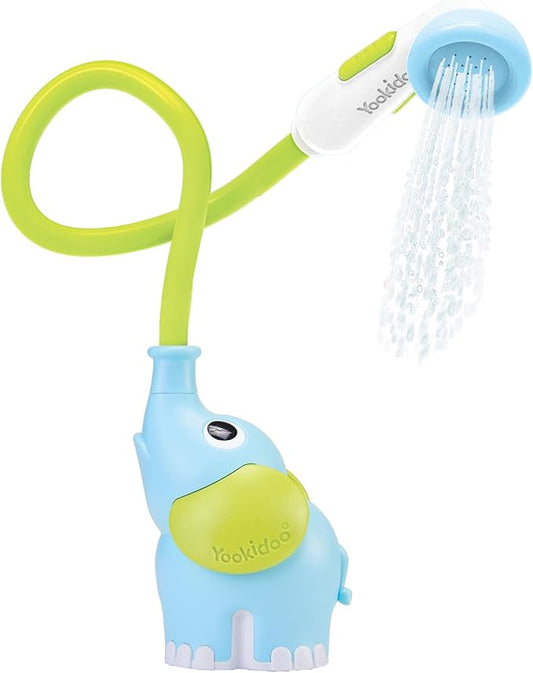 Yookidoo Baby Bath Shower Head - Elephant Water Pump and Trunk Spout Rinser - for Newborn Babies in Tub Or Sink