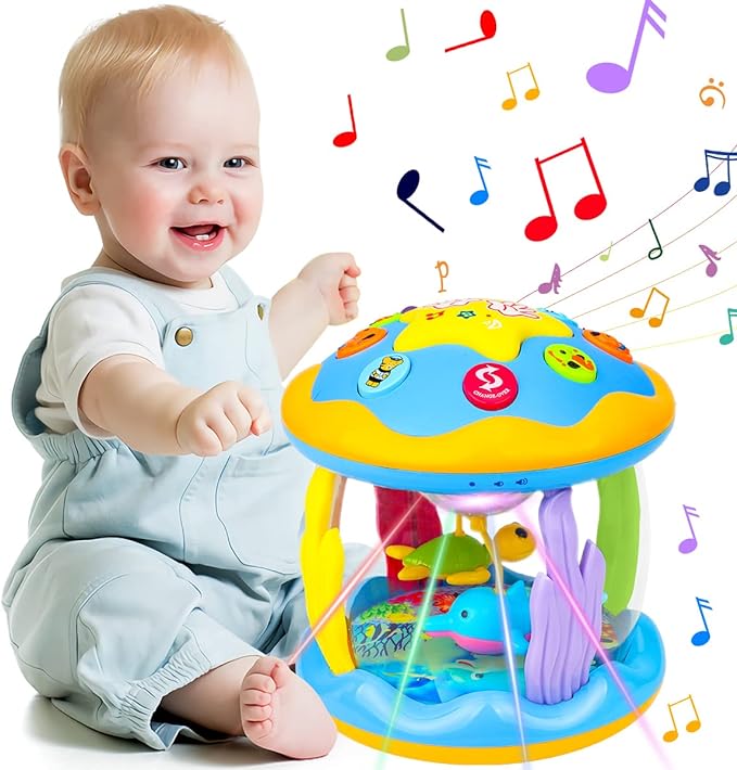 Baby Toys 6 to 12 Months - Musical Learning Infant Toys 12-18 Months - Babies Ocean Rotating Light Up Toy for Toddlers 1 2 3+ Years Old Boys Girls Baby Gifts