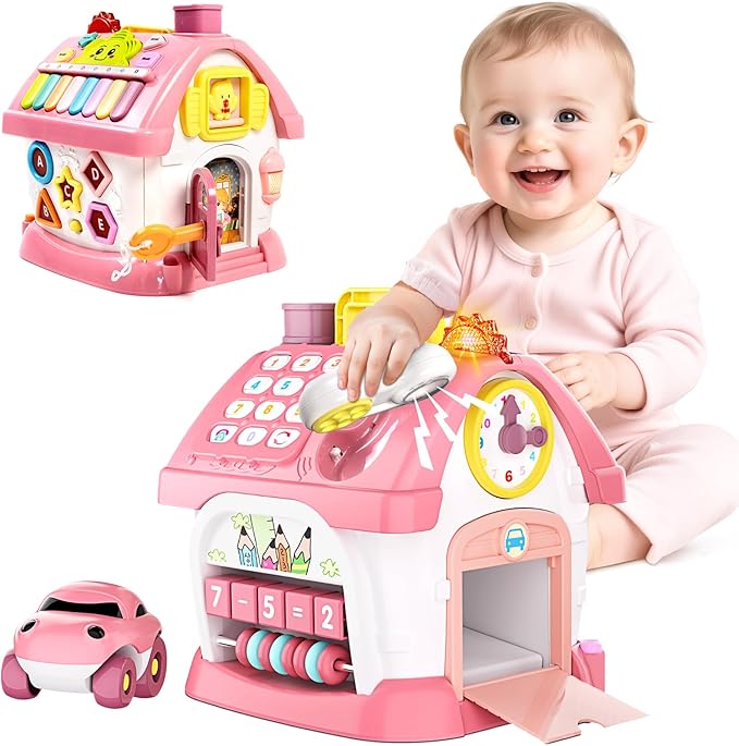 Baby Toys for 1 Year Old Girl Gifts: 8 in 1 Toddler Learning Musical House for 1 2 Yr Girl and Boy, First Birthday Gift for 12-18 Months, Bilingual Educational Toy for Toddlers 1-3