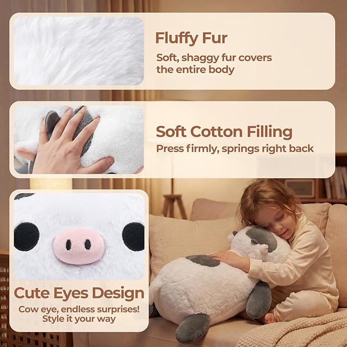 Mewaii Weighted Stuffed Animals 4.0 Lbs– Weighted Cow Plush, Weighted Cow Plush Animals for Kids, Cow Weighted Plushies, Birthday Gifts for Women, Girls and Males (23 inch)