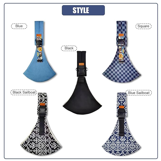 Baby Sling Carrier,Baby Sling,Toddler Carrier,Adjustable and Non-Slip Hip Seat Carriers Carrying 10-30 lbs(Black Sailboat)