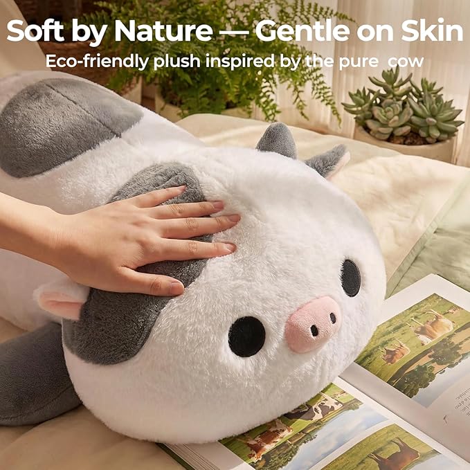 Mewaii Weighted Stuffed Animals 4.0 Lbs– Weighted Cow Plush, Weighted Cow Plush Animals for Kids, Cow Weighted Plushies, Birthday Gifts for Women, Girls and Males (23 inch)