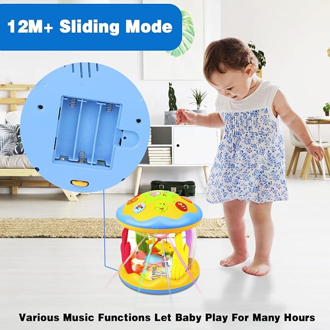 Baby Toys 6 to 12 Months - Musical Learning Infant Toys 12-18 Months - Babies Ocean Rotating Light Up Toy for Toddlers 1 2 3+ Years Old Boys Girls Baby Gifts