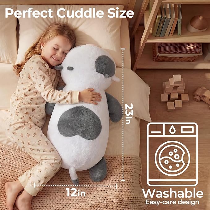 Mewaii Weighted Stuffed Animals 4.0 Lbs– Weighted Cow Plush, Weighted Cow Plush Animals for Kids, Cow Weighted Plushies, Birthday Gifts for Women, Girls and Males (23 inch)