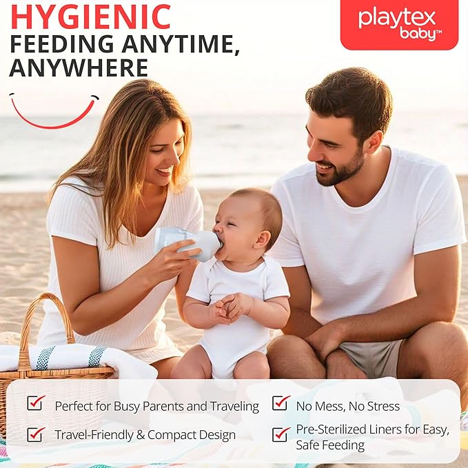 Playtex Baby Nurser Pre-Sterilized Disposable Drop-Ins Baby Bottle Liners, 4 Oz (100 Count), Anti-Colic, Gas Reduction, Easy to Clean, Closer to Breastfeeding, Perfect for Travel and On the Go