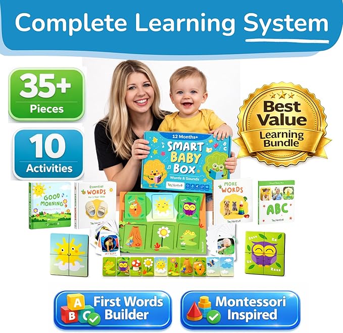 Toddler Learning Activities & Games,Board Books,Flash Cards,and Toys for Infant, 1,2 Year Old Boy & Birthday Gifts for Boys & Toddlers Aged 6,8,12,15,18+,24 Month Old and 1+,1-2,1-3 yr olds